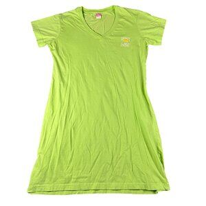 The Salty Dog Cafe Womens S/M Lime Green V-Neck Short‎ Sleeve T-shirt Dress